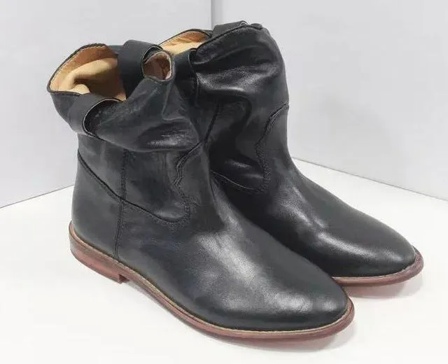 High Quality Round Toe Wedges Increased Heel Ladies Boots Street Style Women Ankle Boots Spring Autumn Cowboy Ankle Boots Mujer